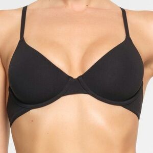 SKIMS COTTON JERSEY T-SHIRT BRA 32D SOOT nwt